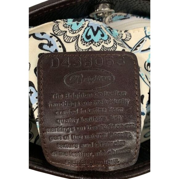 BRIGHTON VINTAGE BLACK AND BROWN LEATHER SHOULDER HANDBAG. - Picture 5 of 5